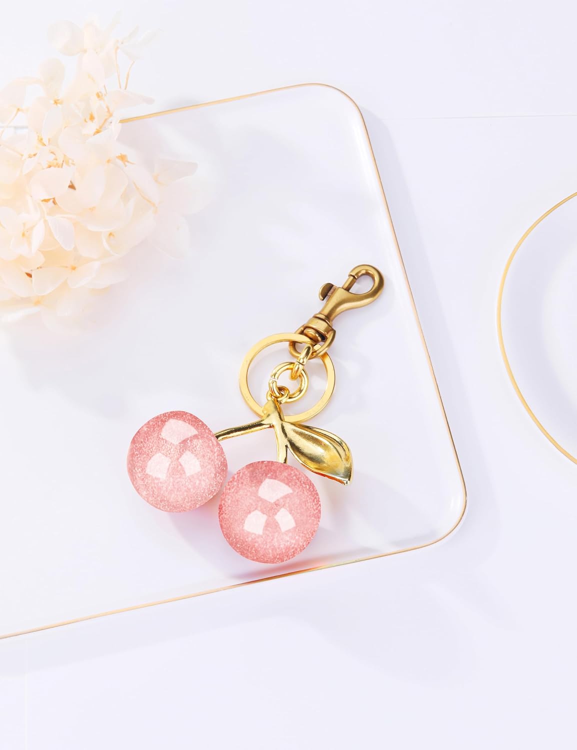 OVRUNS Encanto de cereza para bolso: lindos accesorios de cereza co...