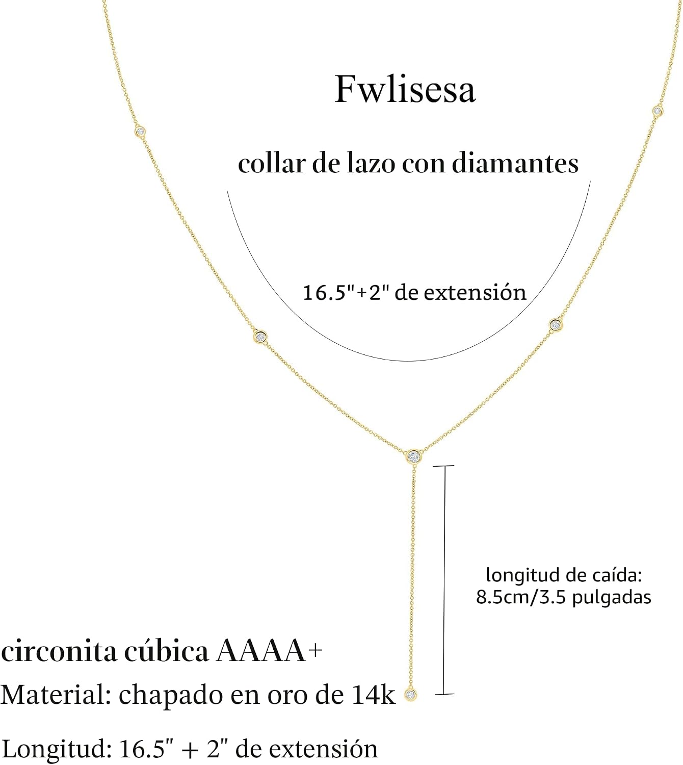 Fwlisesa Collar de oro para mujer, delicados collares largos chapad...