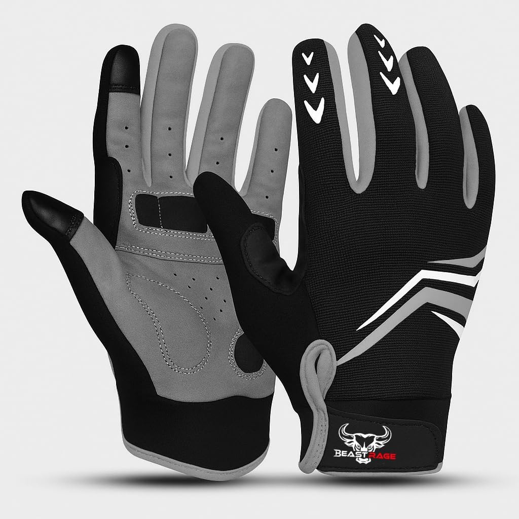 BEAST RAGE Guantes de ciclismo de dedo completo con acolchado para...