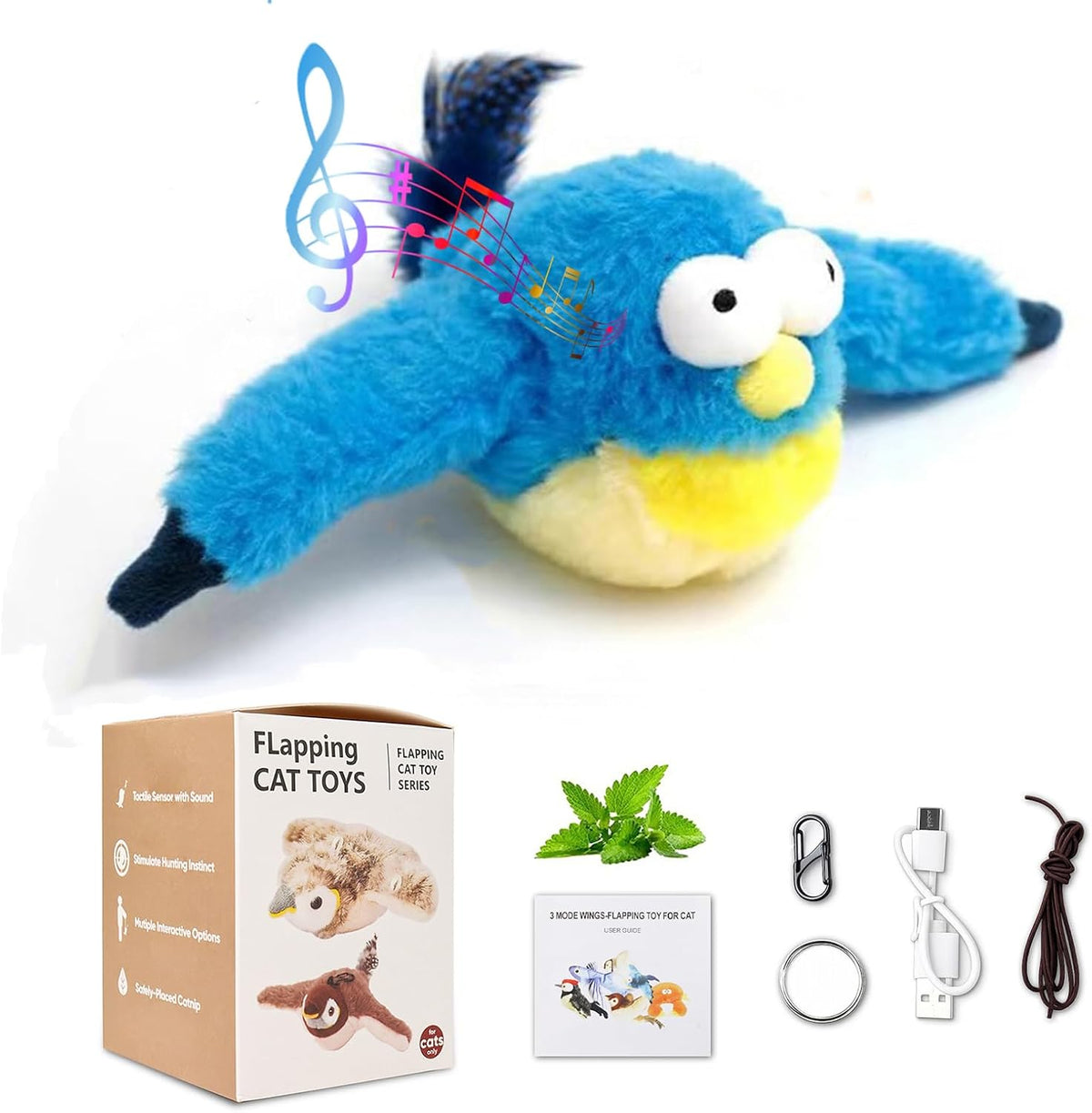 blueypet Juguete interactivo para gatos con alas aleteadas, nuevo j...