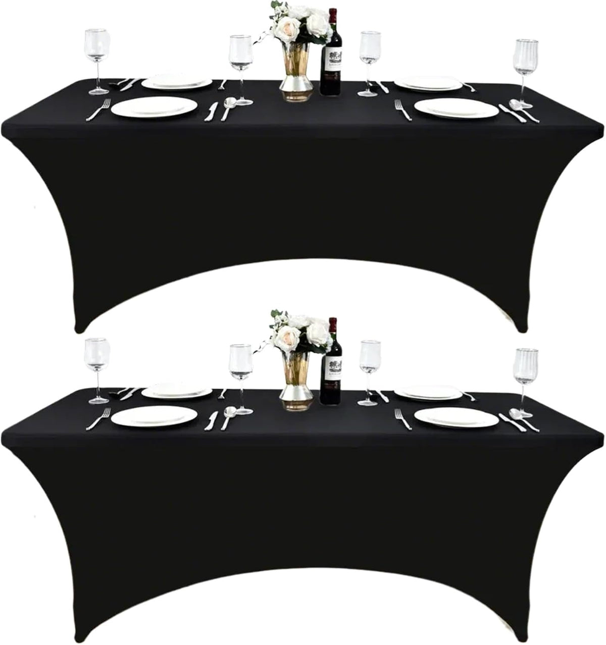 ZarzaaSik Paquete de 2 Cubiertas de Mesa de Spandex Negro de 6 pies...