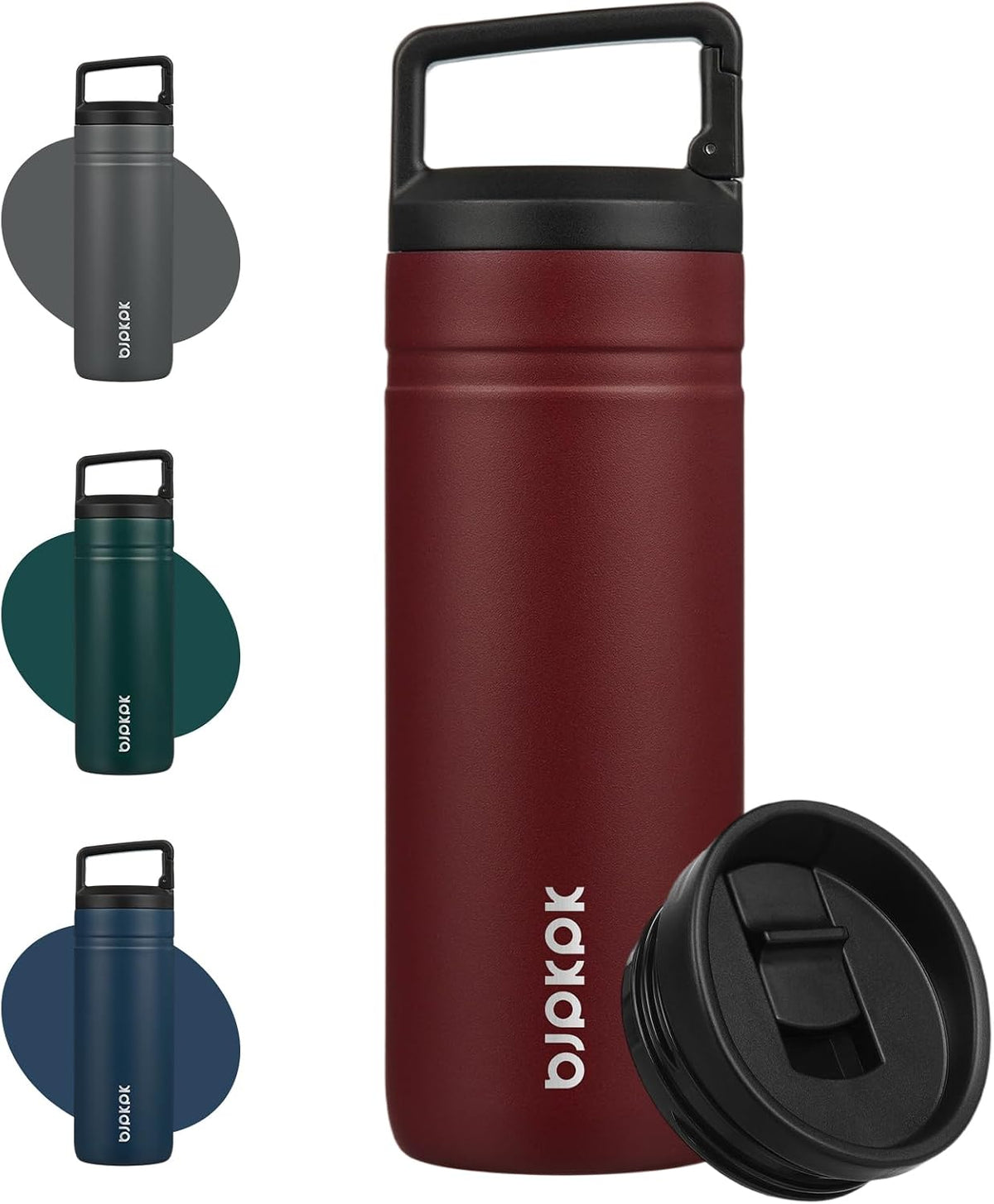 BJPKPK Botella de Agua Aislada con 2 Tapas, 20 oz Vaso Térmico de A...