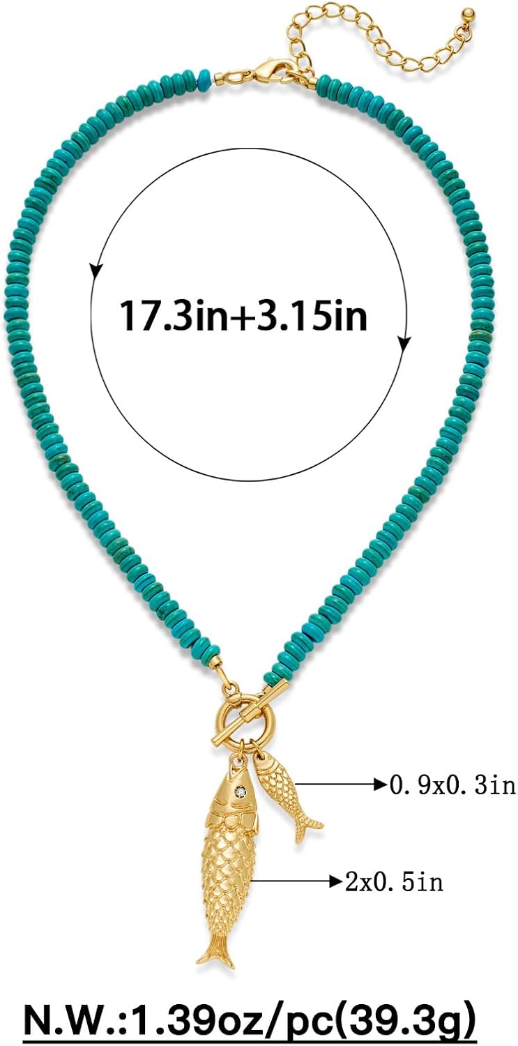 MYCUTEY Collar de pez dorado para mujer, collar de palanca de hilo...