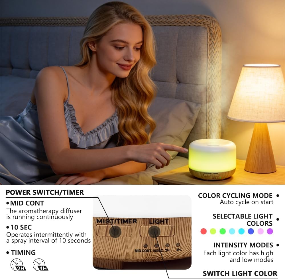 Difusor de aceite esencial,Humidificador ultrasónico con niebla frí...