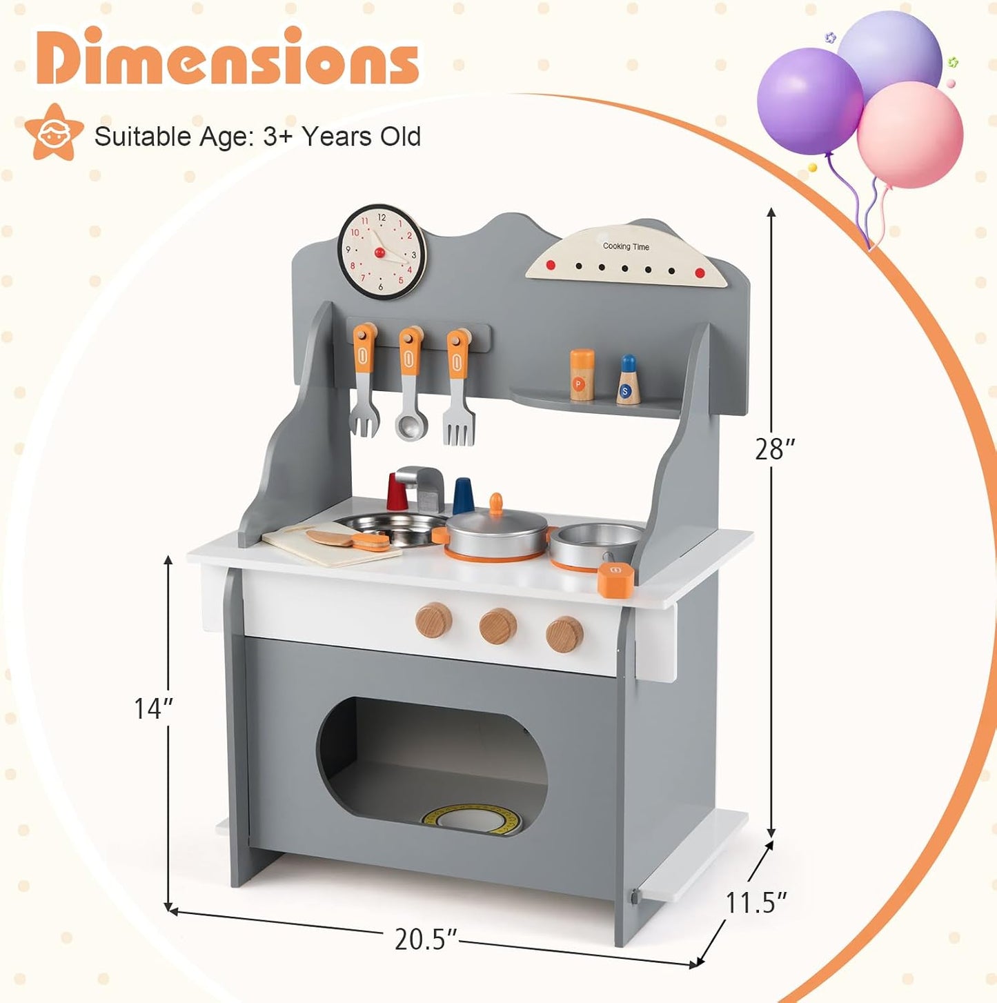 HONEY JOY Juego de cocina para niños pequeños, juego de cocina de m...