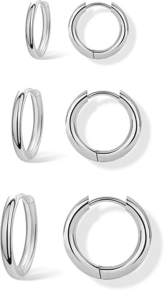 Juego de 3 pares de aretes de aro de oro para mujer, joyería de mod...