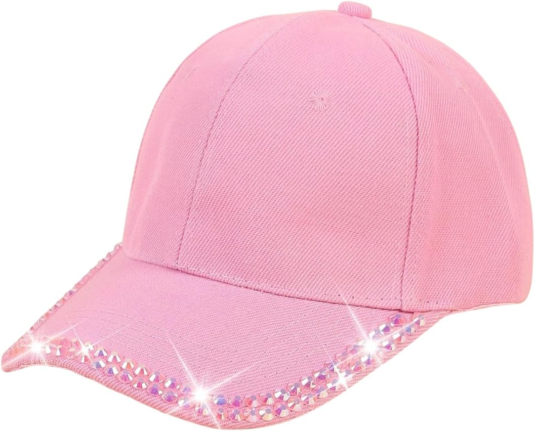 BUDUBIBI Gorra de béisbol con diamantes de imitación para mujer, go...