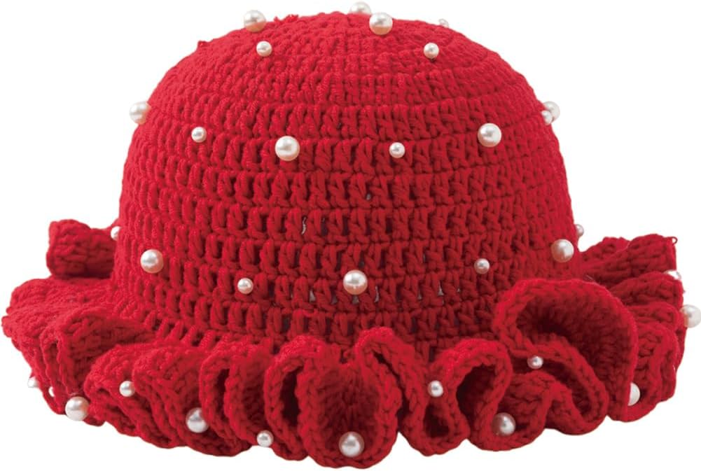 KORADI Sombrero de pescador de ganchillo para mujer, con ala con vo...