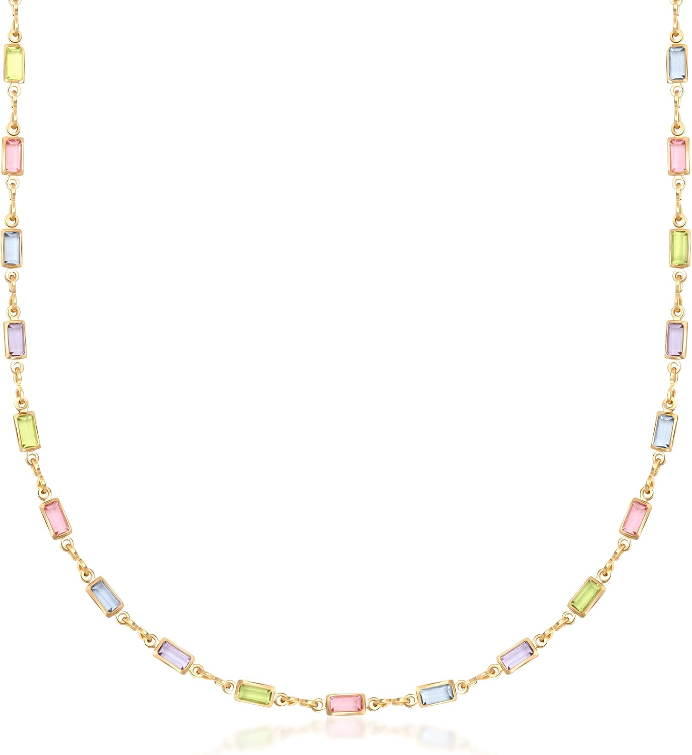 Barzel Collar de baguette de cristal de piedra múltiple chapado en...