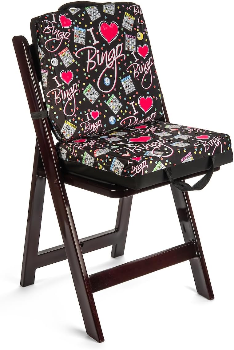 Cojín de Asiento con Patrón Negro I Love Bingo \u2013 Almohada de B...