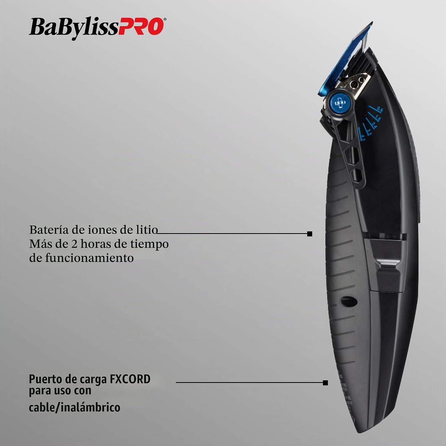 BaBylissPRO LithiumFX Cord\/Cortapelos ergonómicos de litio inalámb...