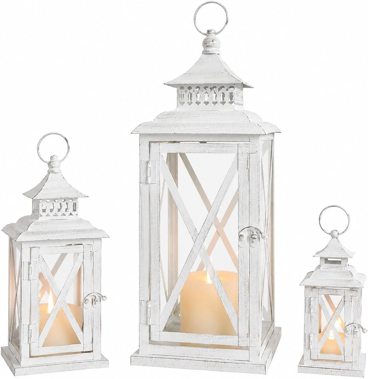 3 faroles decorativos (20 y 13 y 9 pulgadas) para interiores y exte...