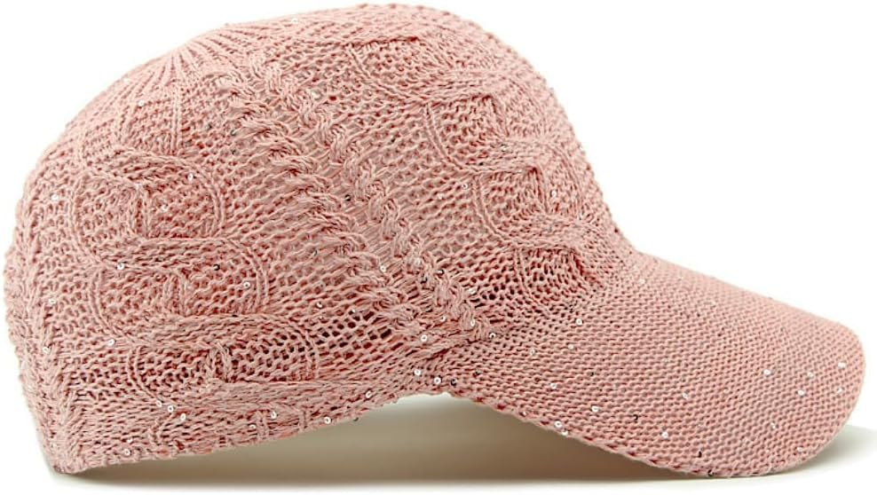 Gorra de béisbol de malla con purpurina para mujer, transpirable, a...
