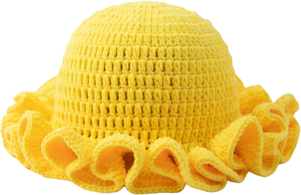 yolrdiw Sombrero de pescador de ganchillo bohemio con volantes para...