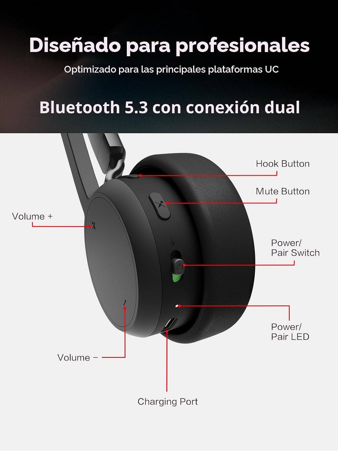 Lenovo Auriculares estéreo inalámbricos, micrófono con cancelación...