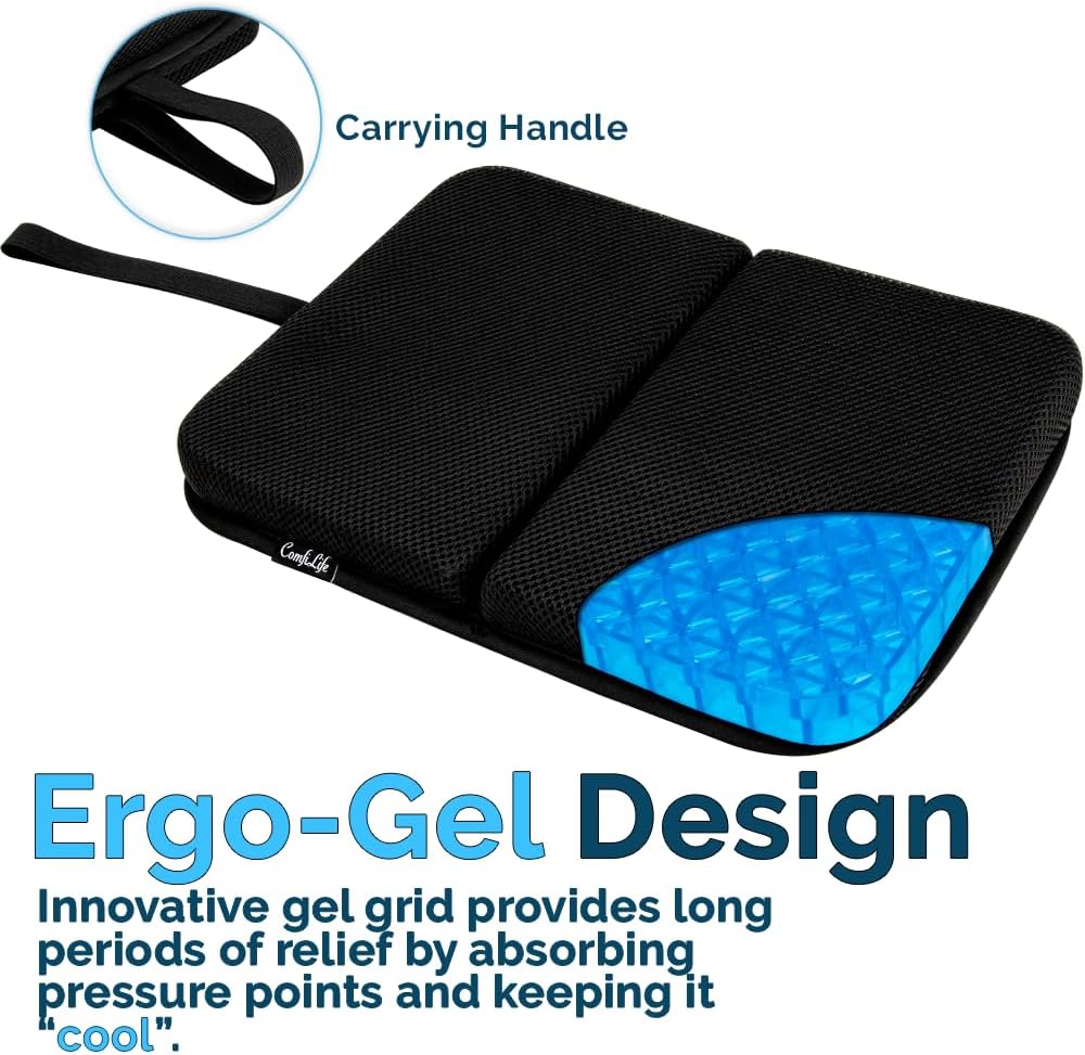 ComfiLife Ergo-Gel - Cojín para asiento de avión, compacto, plegabl...