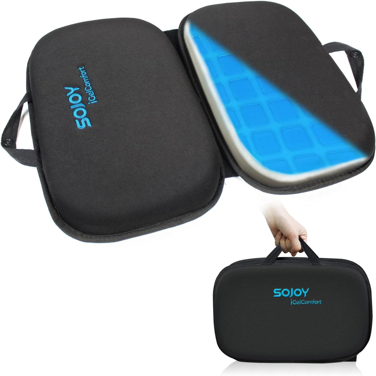 Sojoy iGelComfort Cojín de Asiento de Gel Plegable 3 en 1 con Espum...