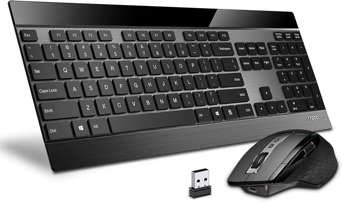 RAPOO Combo de teclado inalámbrico y mouse láser, multidispositivo...