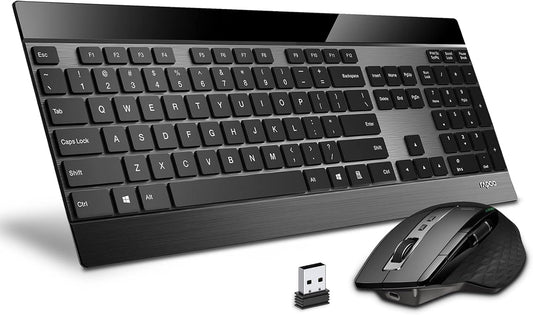 RAPOO Combo de teclado inalámbrico y mouse láser, multidispositivo...
