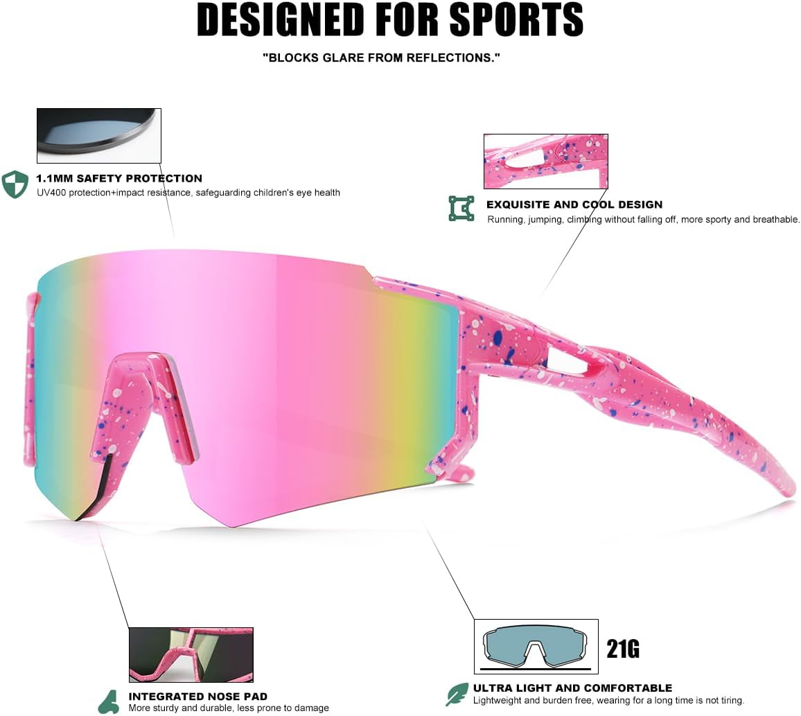 SEKKAF Gafas de sol para niños, gafas de sol de béisbol para niños...