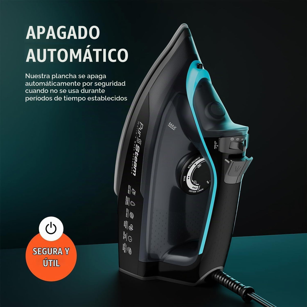 Pursteam Plancha de Vapor para Ropa 1700W con Suela Autolimpiante A...