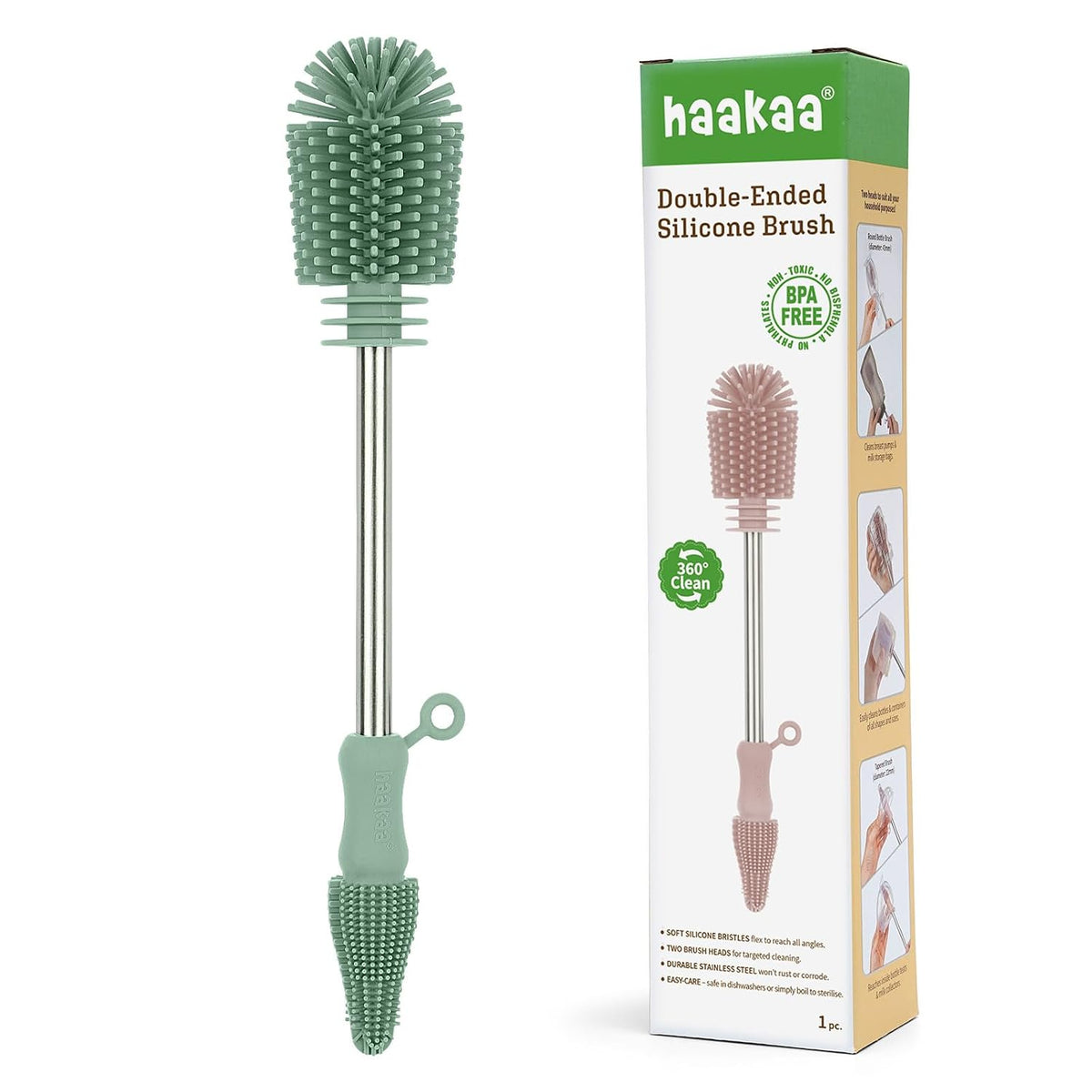 haakaa Cepillo de Limpieza Cepillo de Silicona para Biberones de Do...
