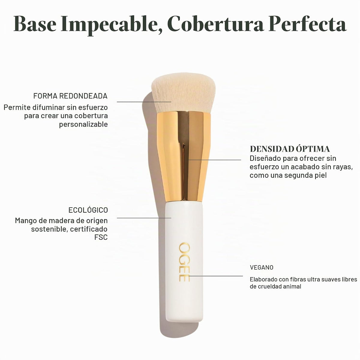 Ogee Brocha de maquillaje de calidad profesional | Brocha base ultr...