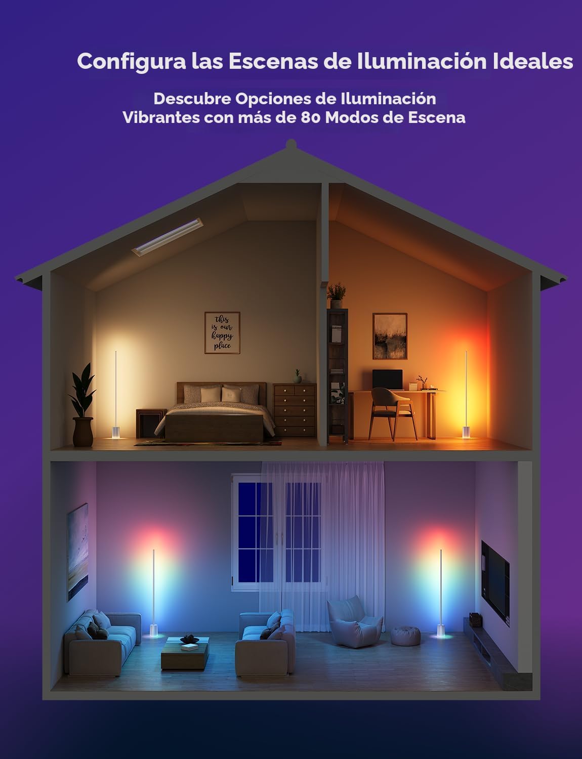Govee Lámpara de pie 2, lámpara de pie inteligente RGBIC para sala...