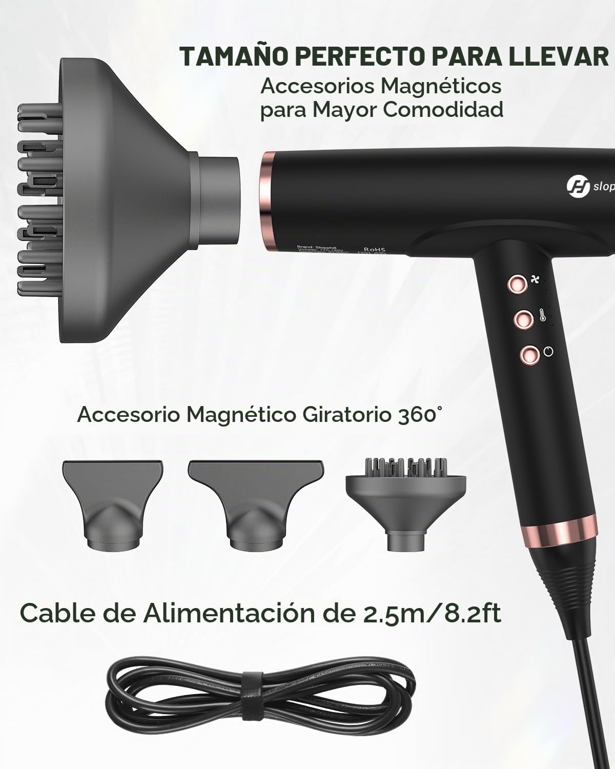 slopehill Secador de Cabello Iónico Profesional con Difusor - Liger...