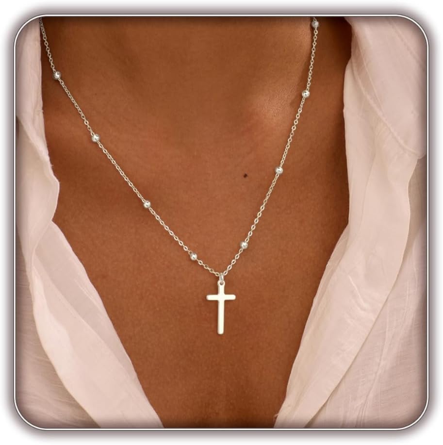 De Amo Sara Collar de cruz para mujer, delicado colgante de cruz ch...