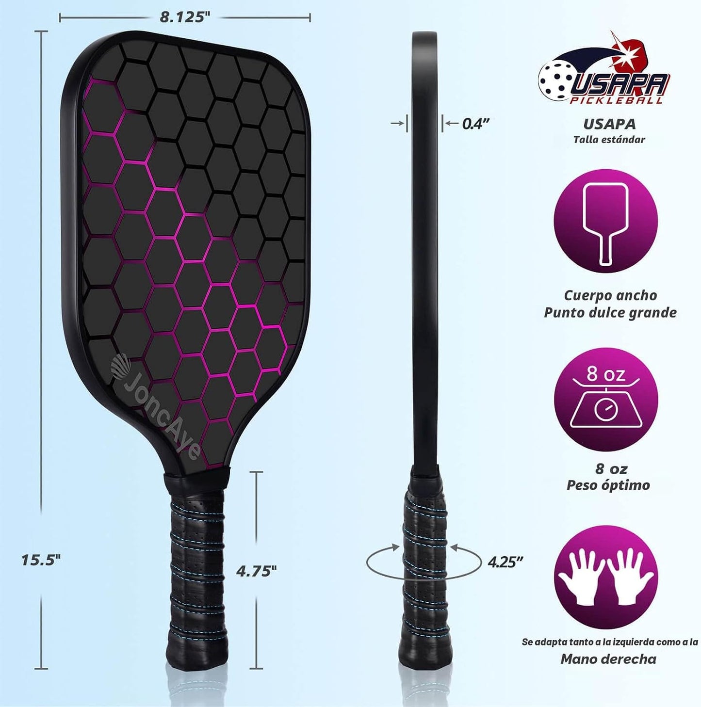 JoncAye Pickleball Paddles Juego de 4 o 2, raquetas de fibra de vid...