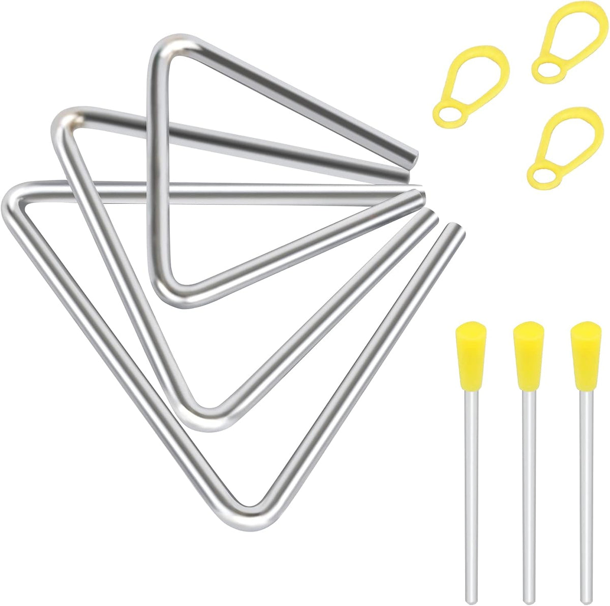 EASTROCK Juego de instrumentos triangulares, 3 paquetes, 4, 5, 6 pu...