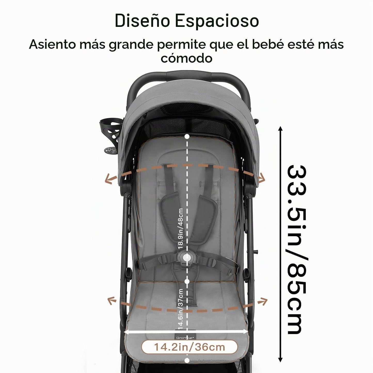 Gromast Cochecito de bebé plegable compacto, cochecito de viaje lig...