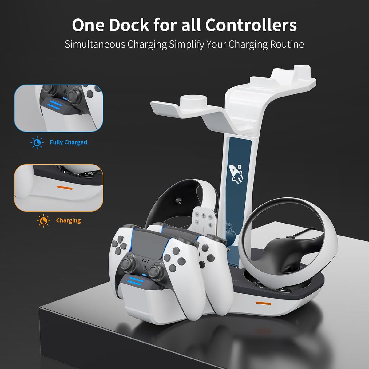 AceGamer Estación de carga dual para controladores PS5 y VR2, base...
