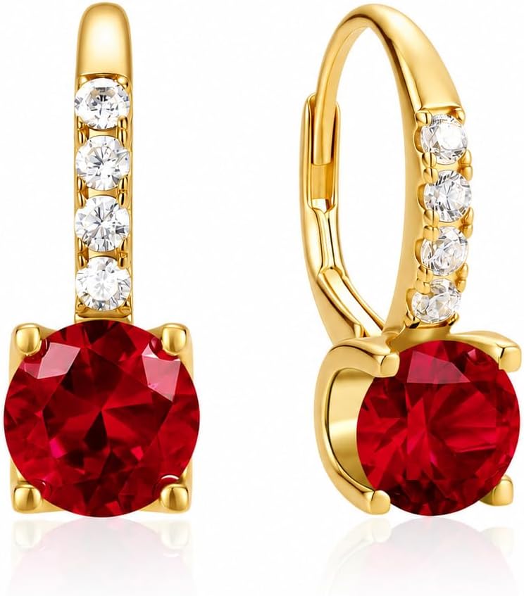 FANCIME Pendientes colgantes de plata de ley chapada en oro de 14 q...