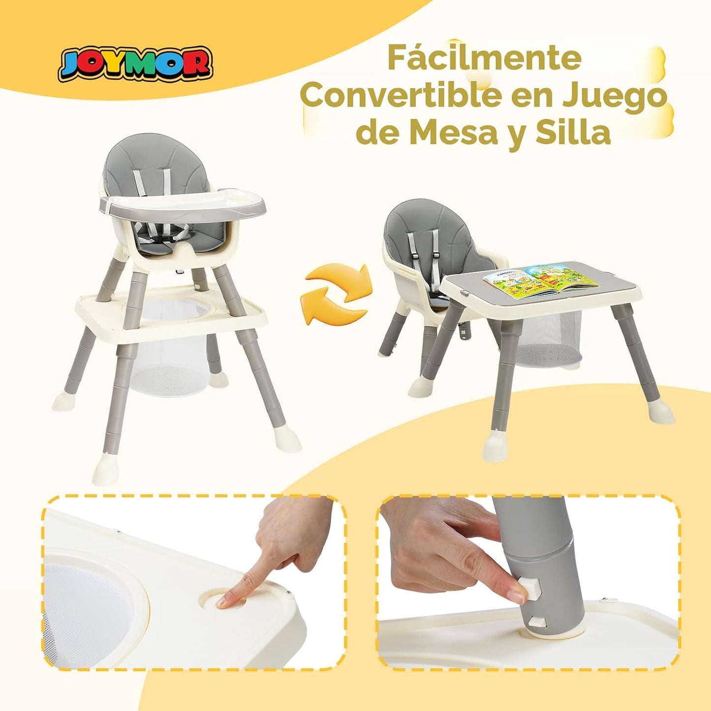 JOYMOR Silla alta 7 en 1 para bebés y niños pequeños, mesa y silla...
