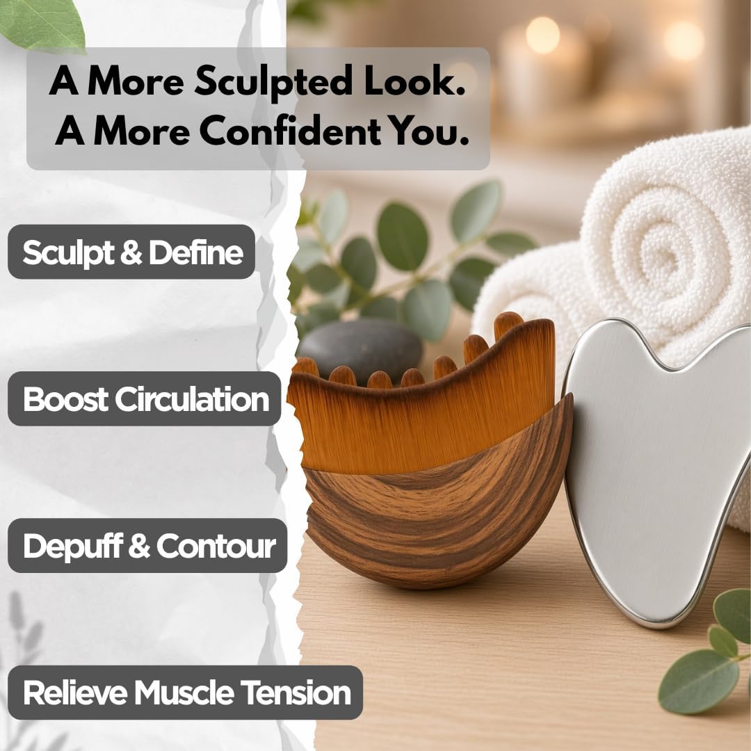 ICON Herramientas faciales Gua Sha de acero inoxidable – Herramient...