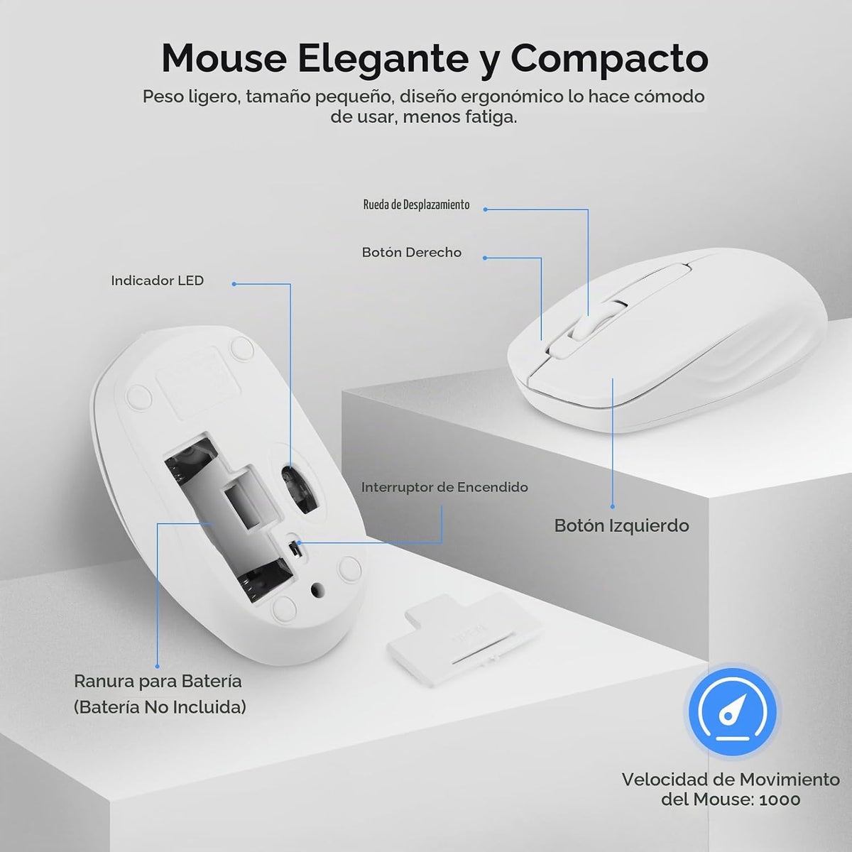 Rii Combo de teclado y mouse inalámbricos, juego de PC de oficina e...