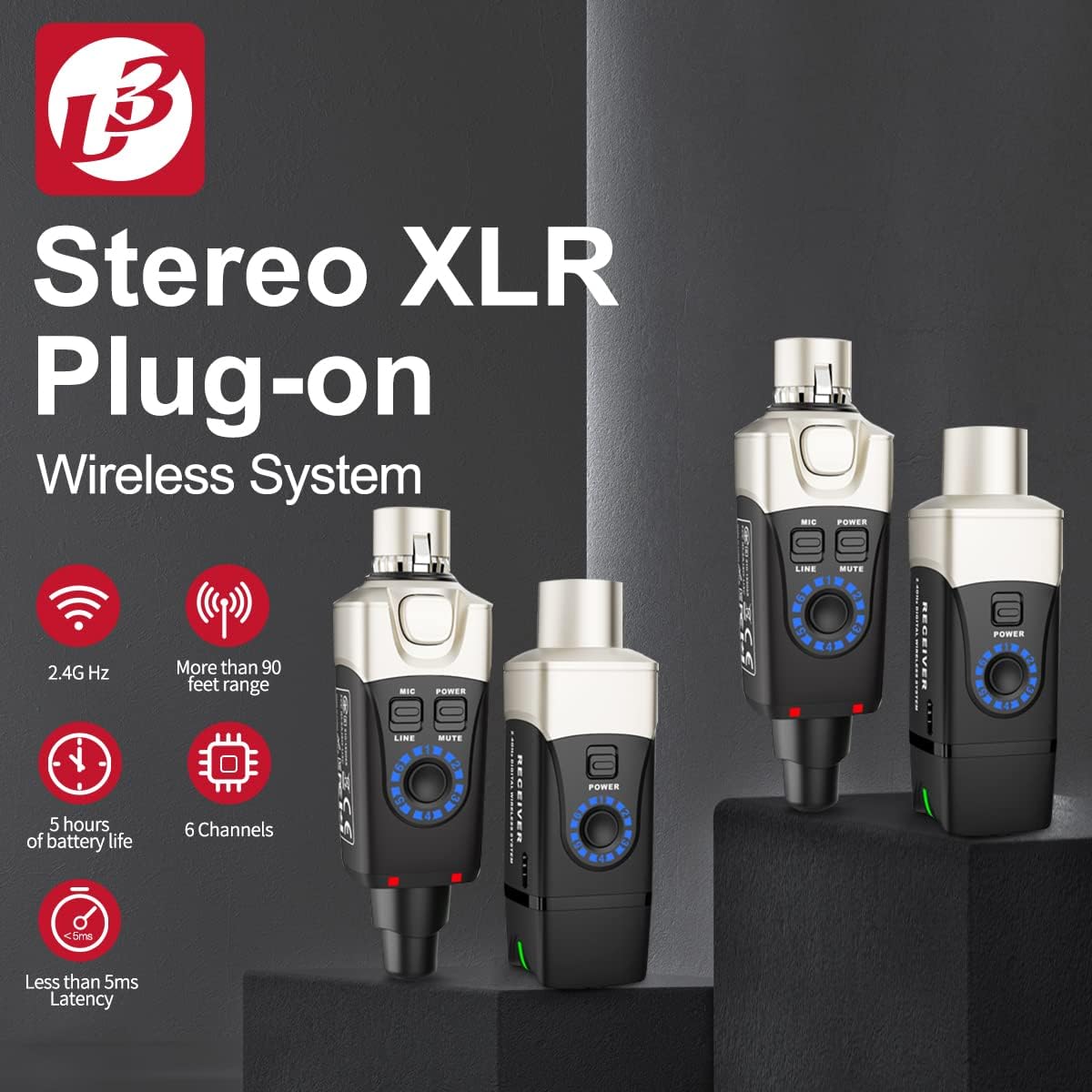 Xvive Sistema inalámbrico enchufable XLR estéreo U3D