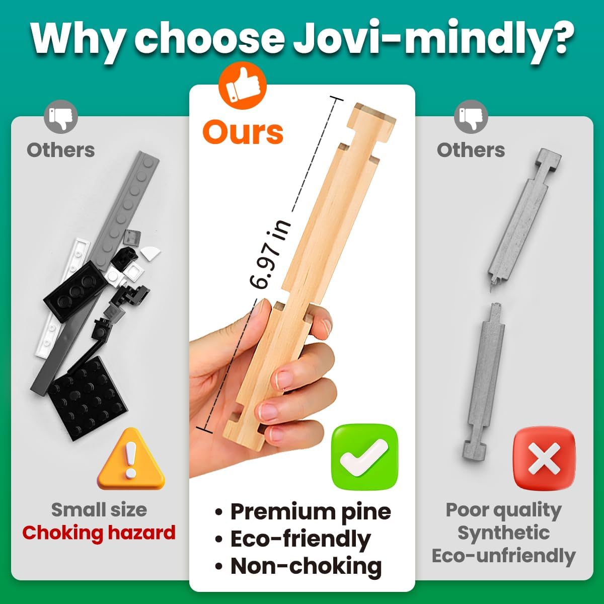 Jovi-mindly &amp;Notchies C117PCS - Juego de bloques de madera con...
