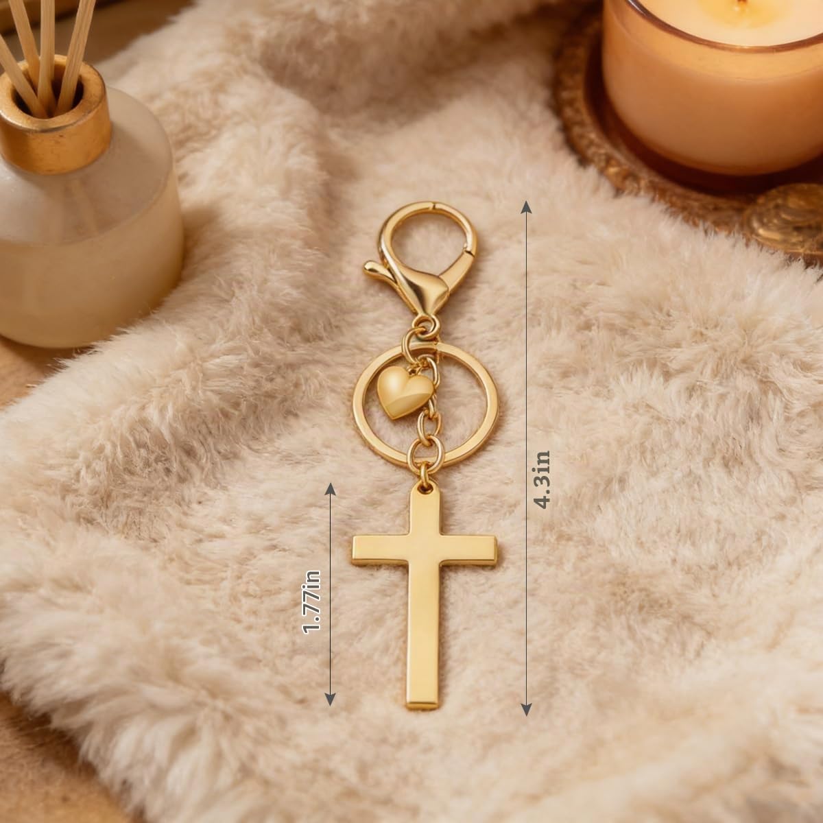 Rikhiua Llavero de cruz con corazón, regalo religioso cristiano de...