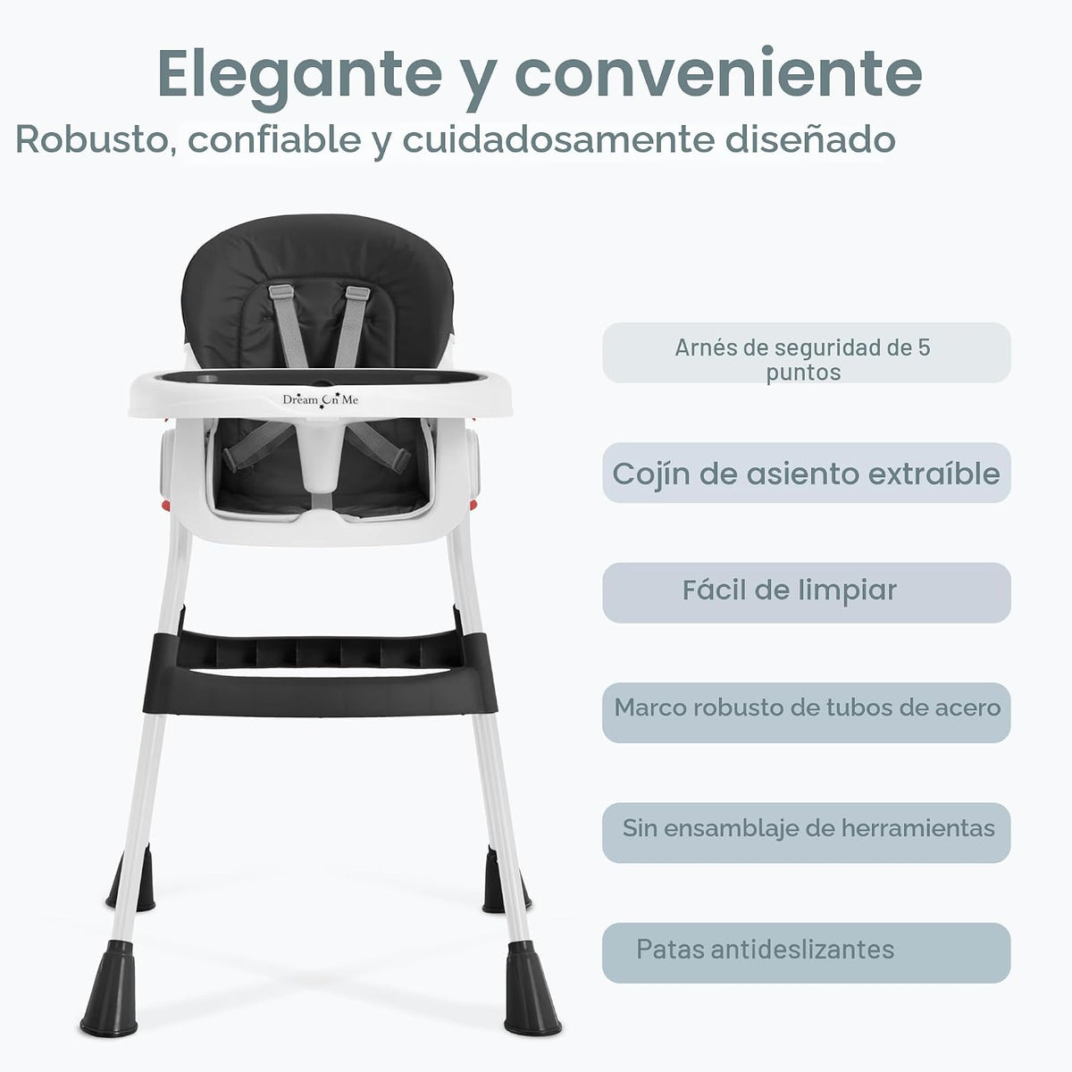 Dream On Me TableTalk - Silla alta convertible 2 en 1, arnés de 5 p...