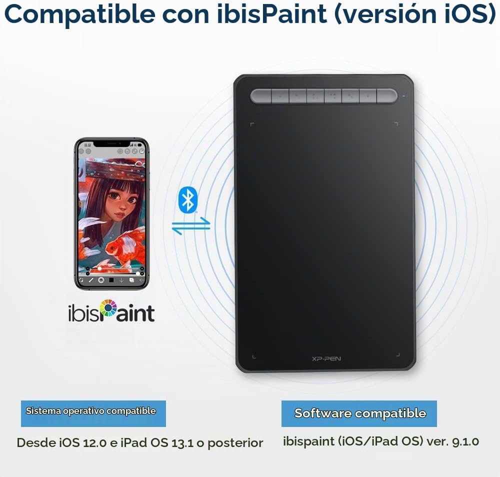 XPPen - Tableta gráfica de dibujo Deco MW Bluetooth inalámbrica par...