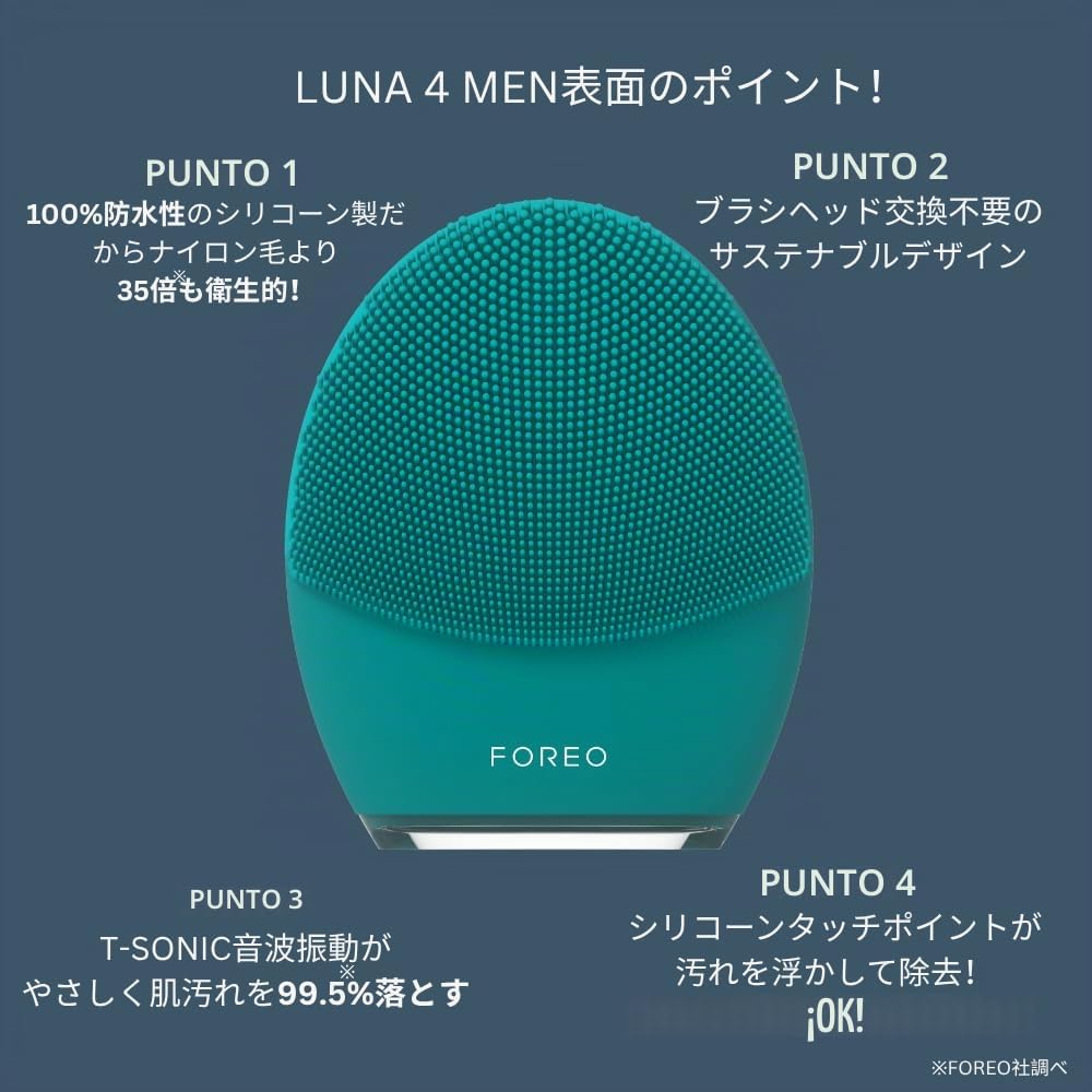 FOREO Luna 4 Cepillo de limpieza facial para hombre - Masajeador fa...