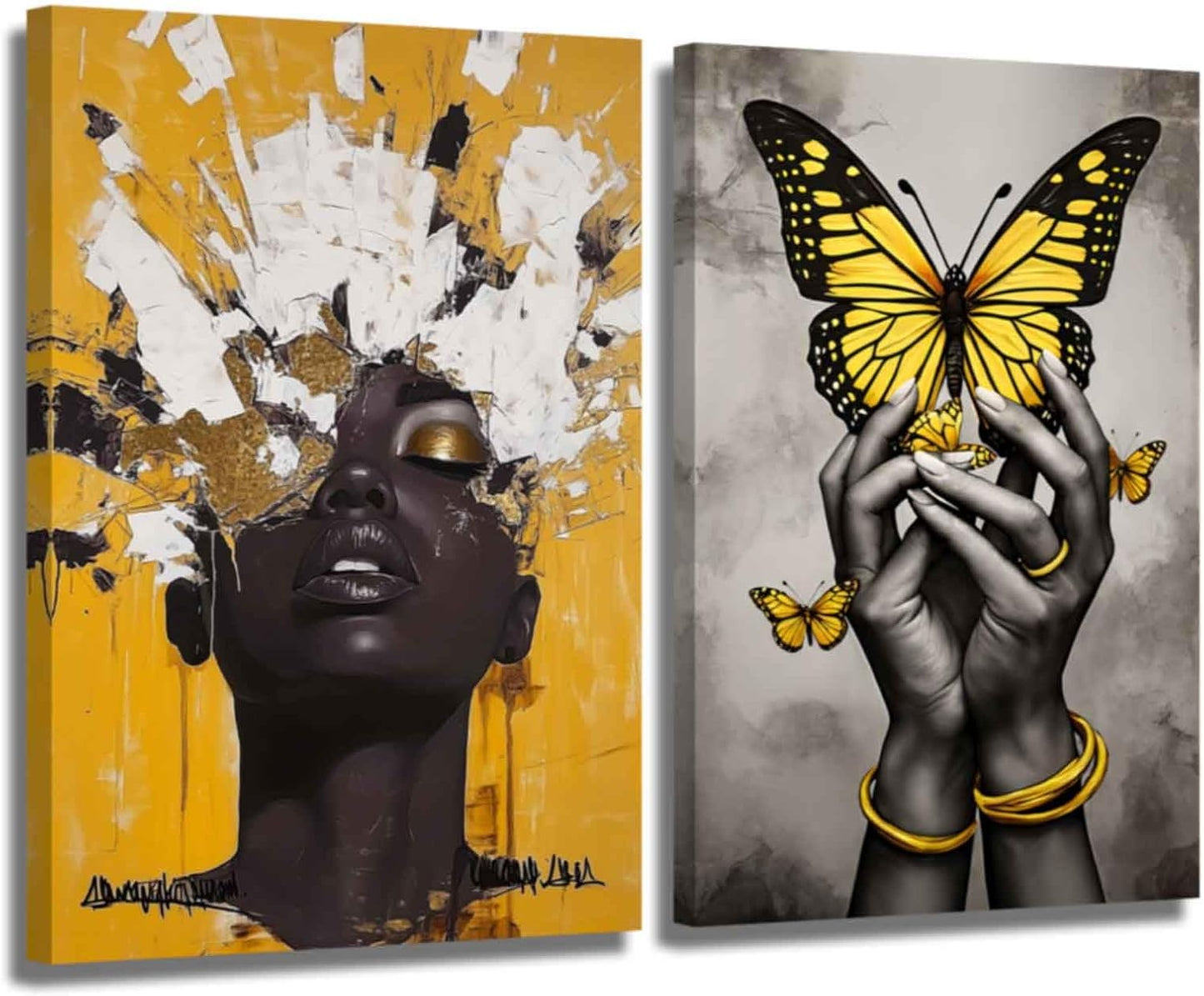 XLMDYYSW Juego de 2 lienzos artísticos abstractos de mujer negra y...