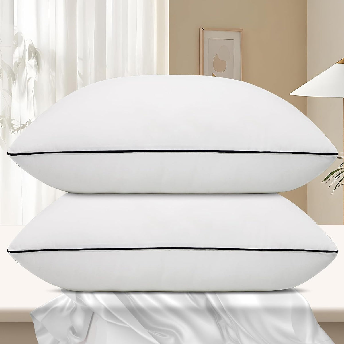Vorouhals Colección de Hotel - Juego de 2 almohadas de cama tamaño...