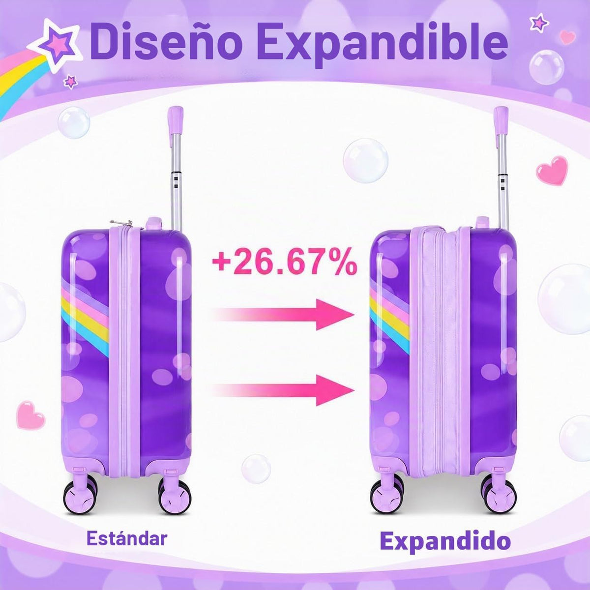 Juego de 5 maletas para niños, aprobado por aerolíneas con ruedas g...