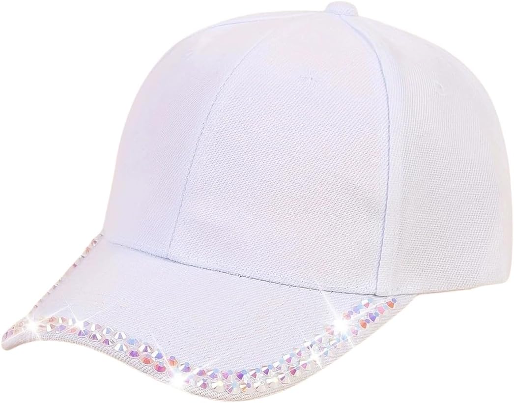 BUDUBIBI Gorra de béisbol con diamantes de imitación para mujer, go...