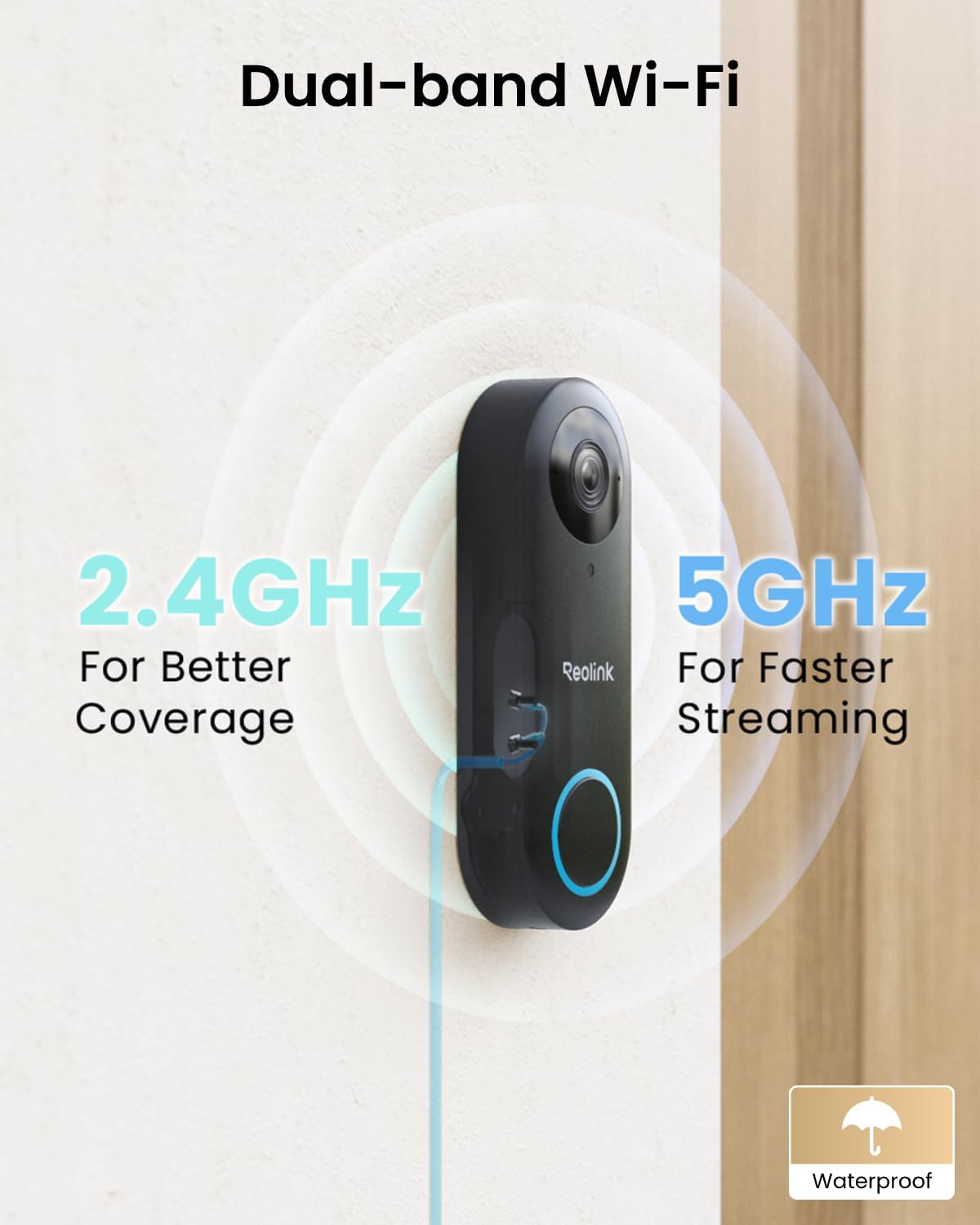 REOLINK Timbre de video con cámara WiFi, con cable 2K al aire libre...