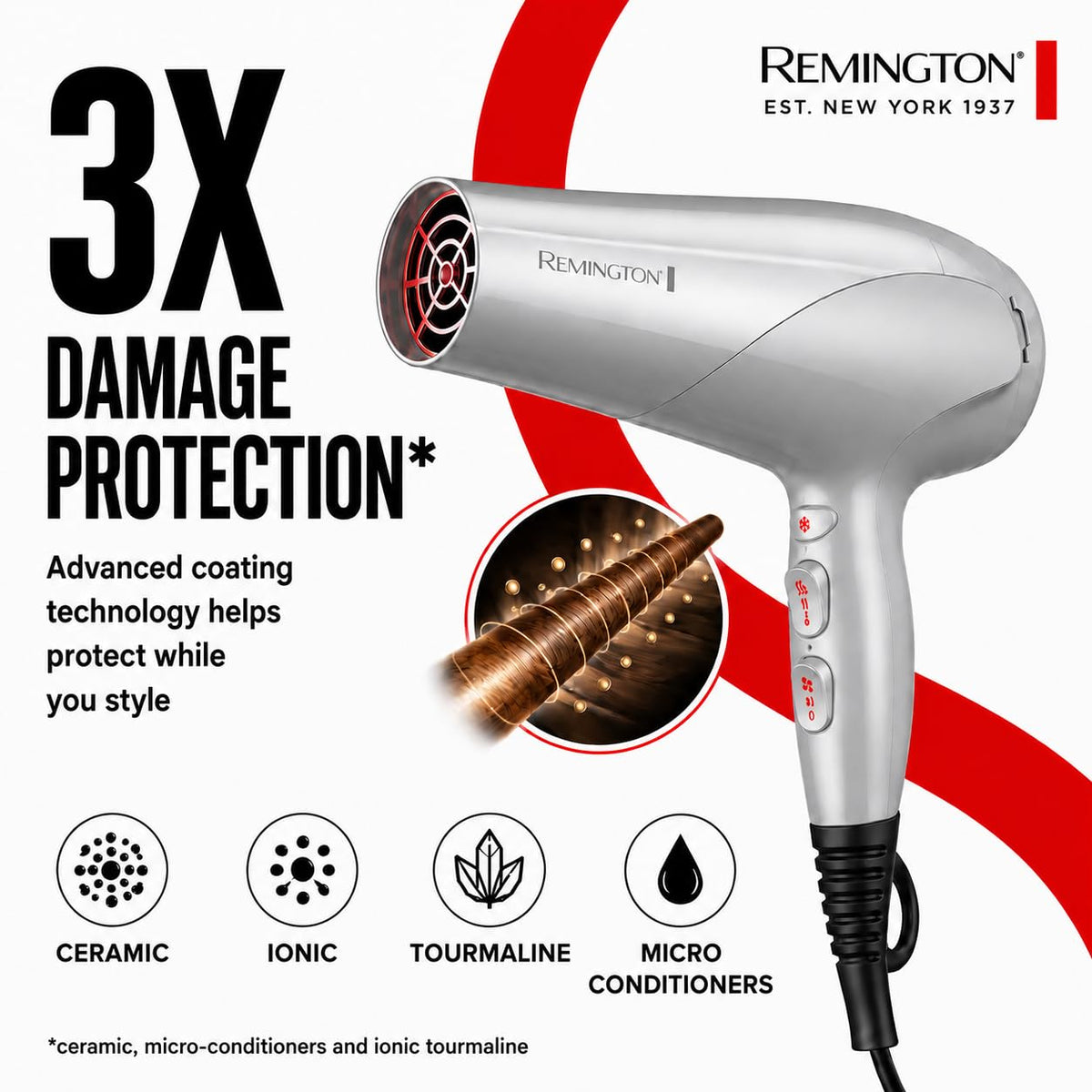 Remington Secador de Pelo con Protección contra Daños con Tecnologí...